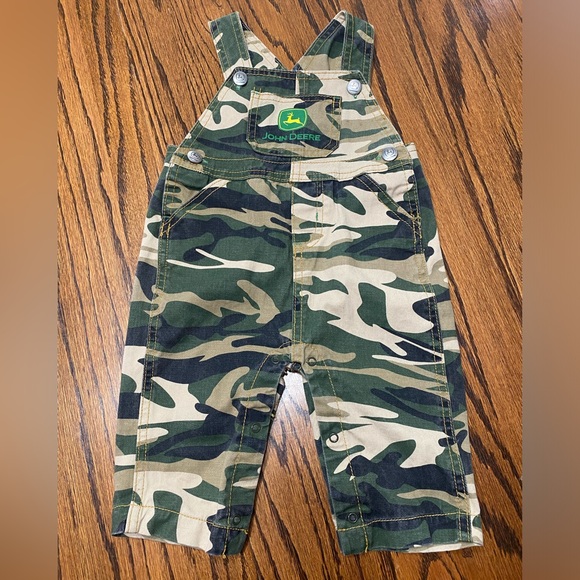 John Deere Camo Overalls 3-6 Months Toddler Baby Country Cotton Snap One Piece - Picture 1 of 7